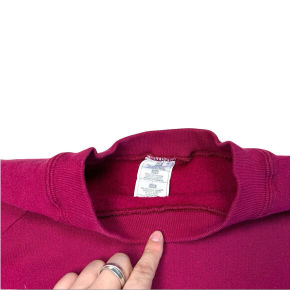 Vintage 1996 NEW YORK USA Grapic Sweatshirt Burgundy Sz 2XL Flag Retro Y2K Relax - Picture 5 of 8